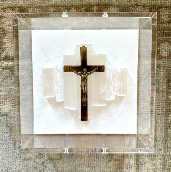 Antique Cross with Selenite