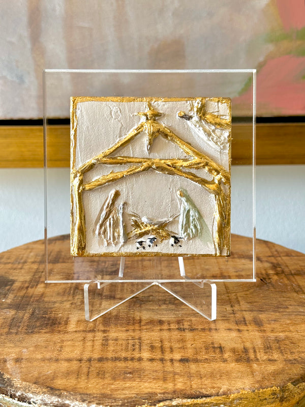 Nativity on Acrylic block w/easel