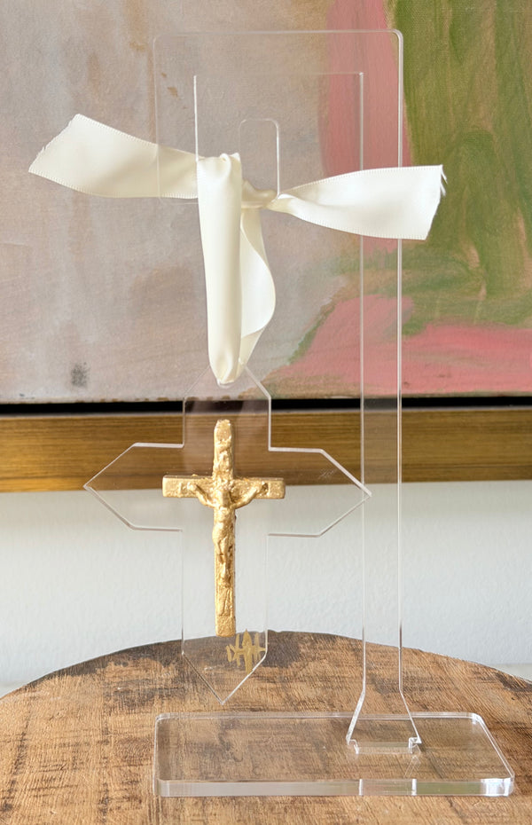 Ornament- Crucifix Gold Leaf (Cut Out Acrylic Cross)