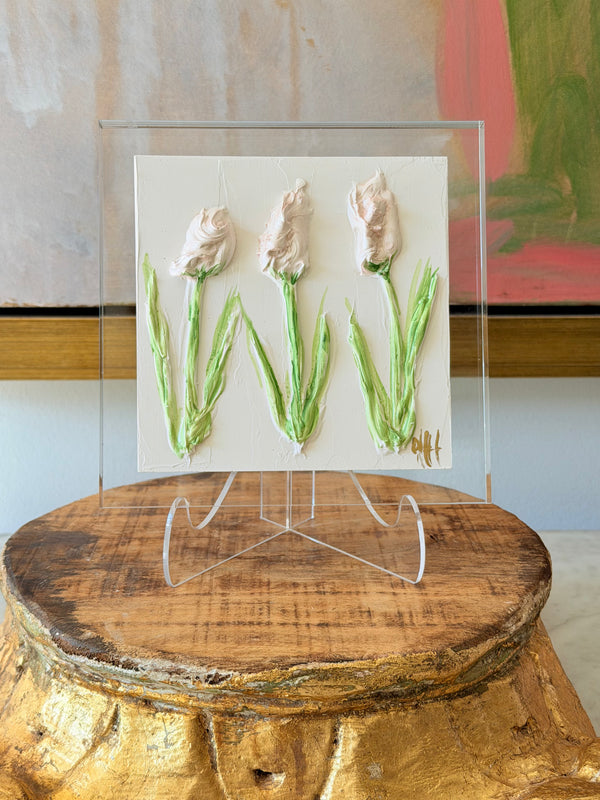 Pink Tulips on Acrylic Block