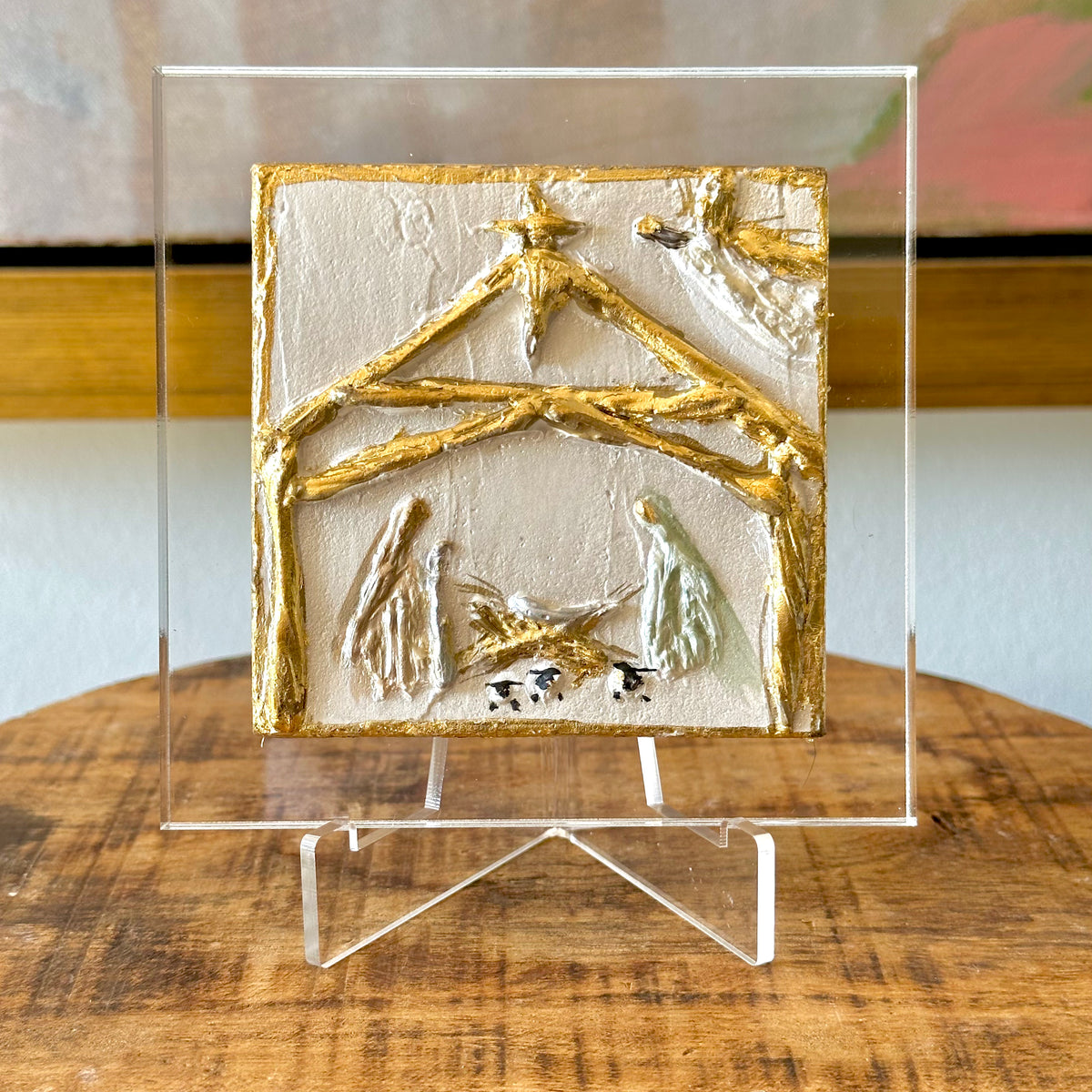 Gold Leaf Nativity Scene with Acrylic Easel (Small) – Debra Hewitt Art