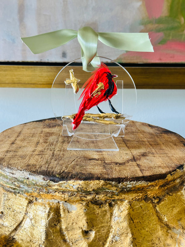 Christmas- Christmas Cardinal with Cross Ornament