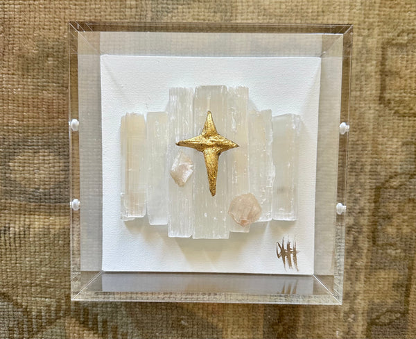 Cross and Quartz in Acrylic Shadow Box lV